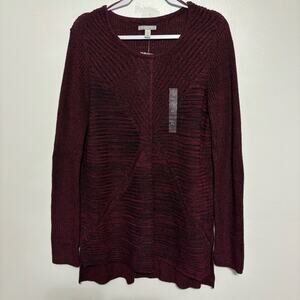 Dana Buchman XL Burgundy Black Marled High Low Sweater NWT
